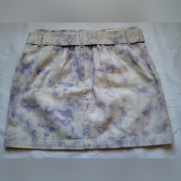 NWT Denim Blvd Women's 100% Cotton Skirt Belted Tie-Dye Off-White/Purple Large - Picture 5 of 14